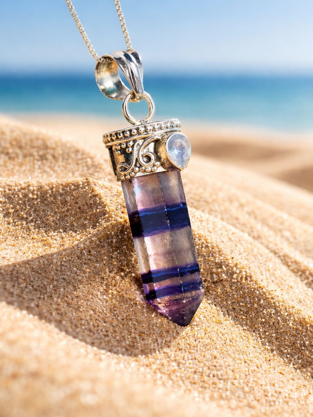 Fluorite & Moonstone Necklace - Picture 9 of 13